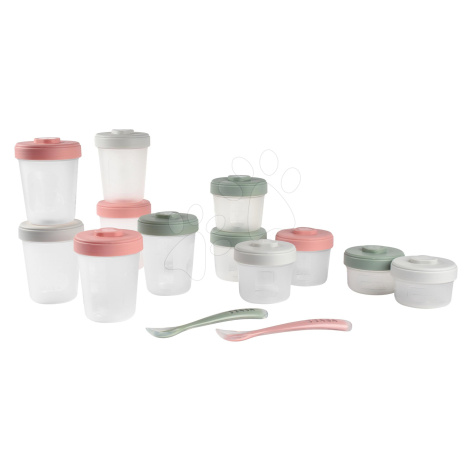 Set 12 dóz na jídlo Beaba Expert Meal & Food Storage Pack Eucalyptus 12 clip a 2 silikonové lžič