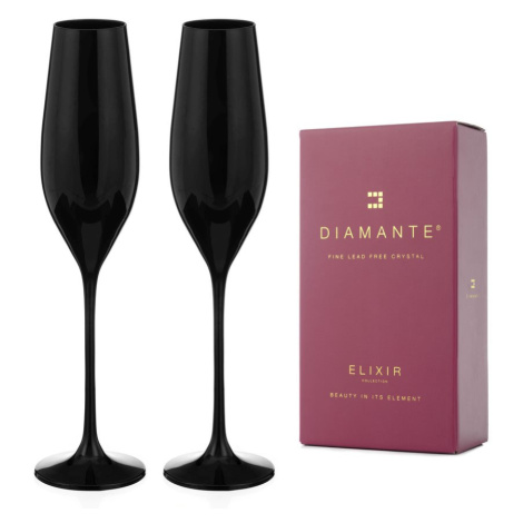 Diamante sklenice na šampaňské Ghost Black 210 ml 2KS