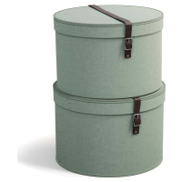 Kartonové úložné boxy s víkem v mentolové barvě v sadě 2 ks ø 37,5x25,5 cm Rut – Bigso Box of Sw