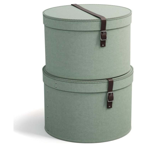 Kartonové úložné boxy s víkem v mentolové barvě v sadě 2 ks ø 37,5x25,5 cm Rut – Bigso Box of Sw Bigso Box of Sweden