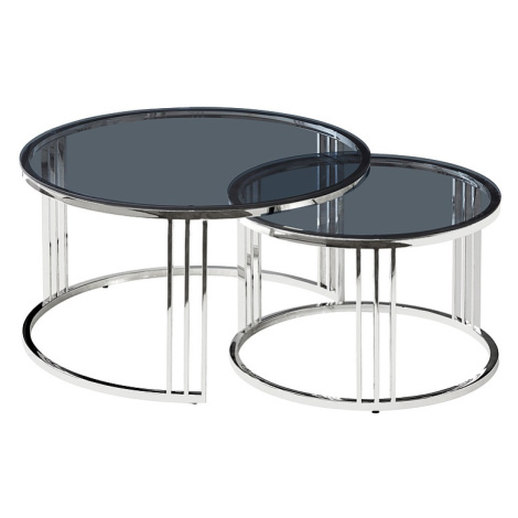 Konferenční stolek 2 ks VIENNA Stříbrná,Konferenční stolek 2 ks VIENNA Stříbrná Signal