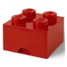 LEGO® úložný box 4 - se zásuvkou červená 250 x 250 x 180 mm