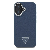 Guess PU Grained Triangle Logo Zadní Kryt pro iPhone 16 Blue