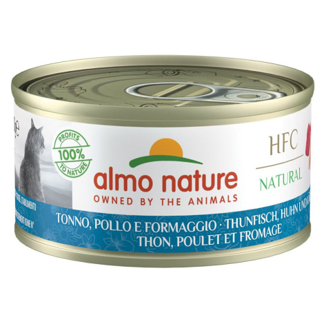 Almo Nature HFC tuňák, kuřecí maso a sýr 24× 70 g Almo Nature Holistic