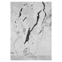 Mapa Gray vintage map of Lake George, Blursbyai, 30 × 40 cm