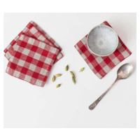 Červené látkové podtácky v sadě 4 ks Red Gingham – Linen Tales