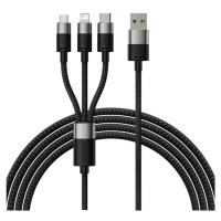 Kabel 3in1 USB cable Baseus StarSpeed Series, USB-C + Micro + Lightning 3,5A, 1.2m (Black) (6932