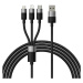 Kabel 3in1 USB cable Baseus StarSpeed Series, USB-C + Micro + Lightning 3,5A, 1.2m (Black) (6932