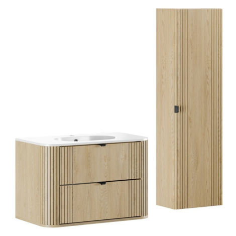 Comad Koupelnová sestava Ovalia Pure se skříňkami a zápustným umyvadlem 80 cm dub Cremona