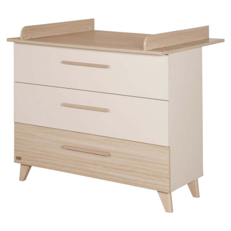 Krémová/v přírodní barvě dětská komoda v dekoru dubu s přebalovacím pultem 110x98x75 cm Sidney – roba