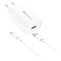 Síťová nabíječka Foneng EU13 + kabel USB na USB-C, 3A (bílá)