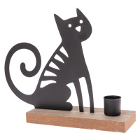 Kovový svícen na čajovou svíčku Kočka, 20 x 16,5 x 6 cm