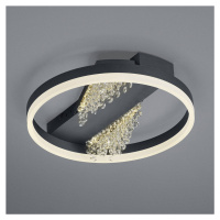 HELL LED stropní svítidlo Dunja s křišťálovým vzhledem černé barvy