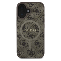 Zadní kryt Guess PU Leather 4G Colored Ring MagSafe pro Apple iPhone 16 Plus, hnědá