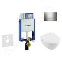 GEBERIT Kombifix Modul pro závěsné WC s tlačítkem Sigma30, lesklý chrom/chrom mat + Villeroy Boc