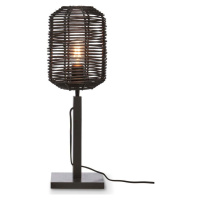 Černá stolní lampa s ratanovým stínidlem (výška 45 cm) Tanami – Good&Mojo