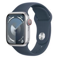 Apple Watch Series 9 GPS + Cellular 41mm stříbrné hliníkové pouzdro s ledově modrým sportovním ř