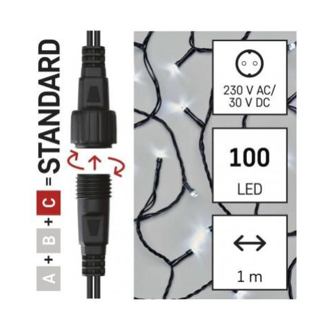 Standard LED spojovací vánoční řetěz – záclona, 1x2 m, venkovní, studená bílá EMOS