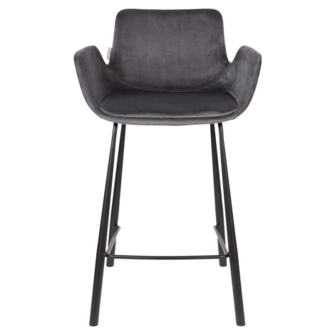 Tmavě šedé sametové barové židle v sadě 2 ks 91,5 cm Brit – Zuiver
