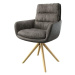 DELIFE Otočná židle Abelia-Flex s područkou antracitová vintage mikrovlákno dřevěná podnož