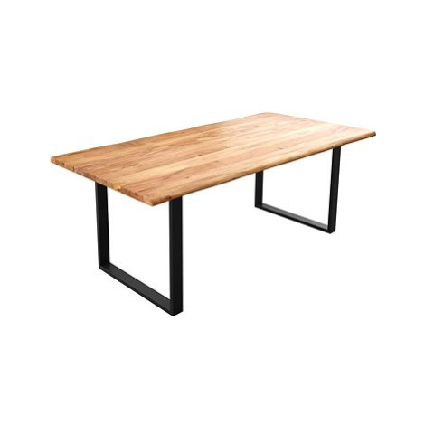 DELIFE Jídelní stůl Edge 200 × 100 cm přírodní akácie černý kov nepravidelná hrana