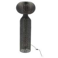 Černá stojací lampa s ratanovým stínidlem (výška 130 cm) Werna – Villa Collection