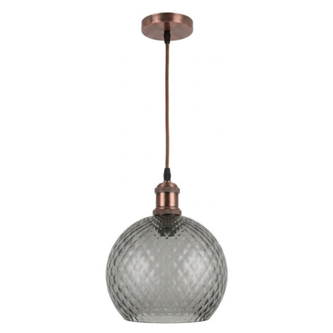 Brilagi-LED Lustr na lanku RETRO GLASS 1xE27/60W/230V pr. 25 cm měděná/kouř šedá NSTK7486+AI0179