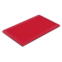 Gastro Prkénko krájecí plastové 50x30x2 cm, s drážkou, červené