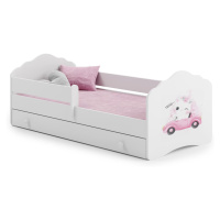 ArtAdrk Dětská postel CASIMO | se zásuvkou a zábranou Provedení: Kočička v autě