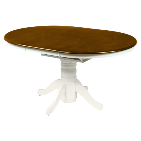 Estila Provence oválný rozkládací jídelní stůl Felicita hnědo-bílé barvy 106-146cm