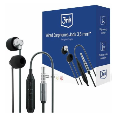 Sluchátka 3MK Wired Earphones Jack 3.5mm Earphones black Jack 3.5mm