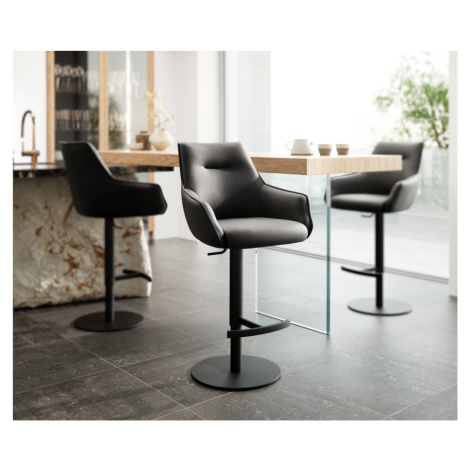 DELIFE Barová židle Alja-Flex pravá kůže černá otočná podnož výškově nastavitelná kov černý otoč