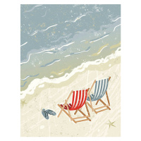 Ilustrace Deck Chairs on the Beach, MHJ, 30 × 40 cm