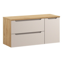 Comad Závěsná skříňka pod umyvadlo Luxor Beige II s deskou 120 cm béžový/dub olejovaný