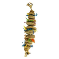 Duvo+ Závěsná barevná hračka pro exoty ze sisalu, kartónu a kokosu 36,8 × 8,9 × 8,9 cm L