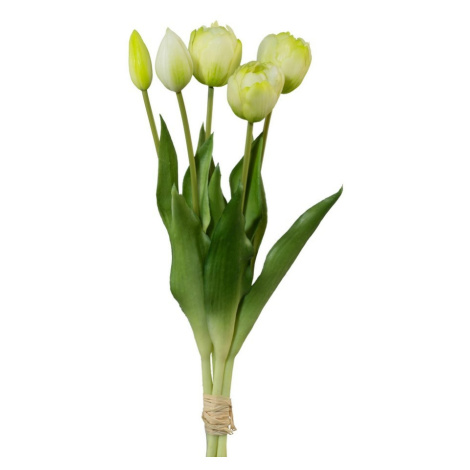 Umělý svazek tulipánů 5 ks, sv. bílá, v. 38 cm