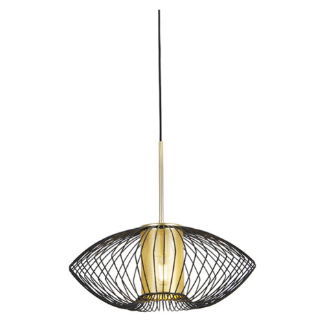 Designová závěsná lampa zlatá s černou 50 cm - Dobrado QAZQA