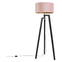 Stojací lampa stativ černá s růžovým odstínem a zlatem 50 cm - Puros