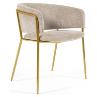 Jídelní židle v béžovo-zlaté barvě v sadě 2 ks Runnie – Kave Home