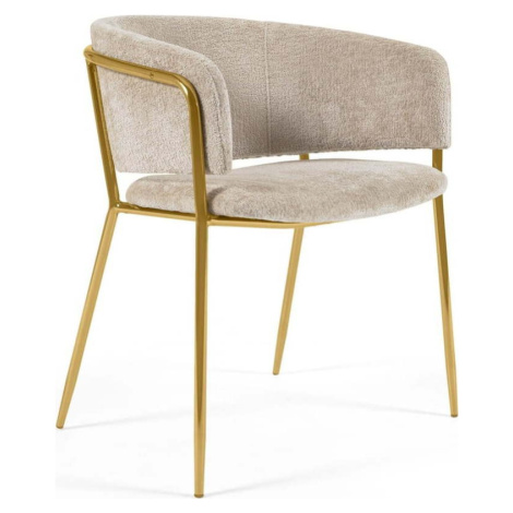 Jídelní židle v béžovo-zlaté barvě v sadě 2 ks Runnie – Kave Home