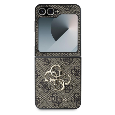 Guess PU 4G Metal Logo Zadní Kryt pro Samsung Galaxy Z Flip6 Brown