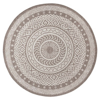 Hnědo-béžový venkovní koberec Ragami Round, ø 120 cm