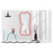 Estila Asymetrické art deco designové zrcadlo Swan s polyuretanovým rámem v pastelové růžové bar