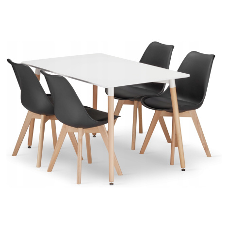 Jídelní set 1 + 4, stůl ADRIA 120x80cm bílý + židle BALI MARK černá
