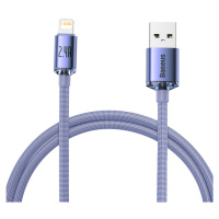 Baseus Crystal Shine odolný opletený kabel USB / Lightning 2.4A 2m purple