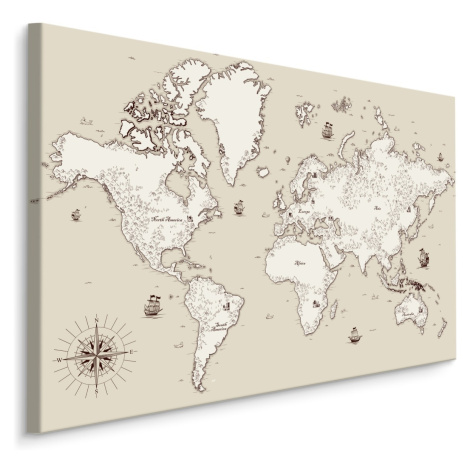 MyBestHome BOX Plátno Stará Mapa Světa Varianta: 30x20