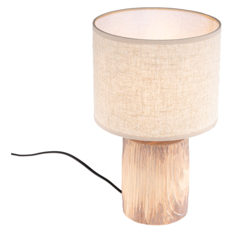 Stolní lampa venkovský styl béžová s hnědou 35 cm - Lipa FISCHER & HONSEL