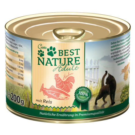 Best Nature Cat Adult 12×200 g – výhodné balení - losos, kuřecí & rýže