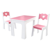 ID Dětský stůl a dvě židličky - růžové srdíčko
