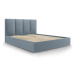Světle modrá čalouněná dvoulůžková postel s úložným prostorem s roštem 160x200 cm Juniper – Mazz